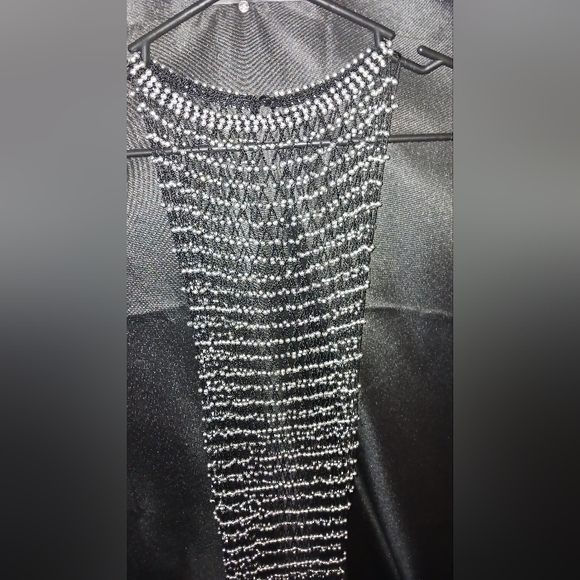 Silver beaded gladiator dress/lingerie (OSFM) - Picture 5 of 6